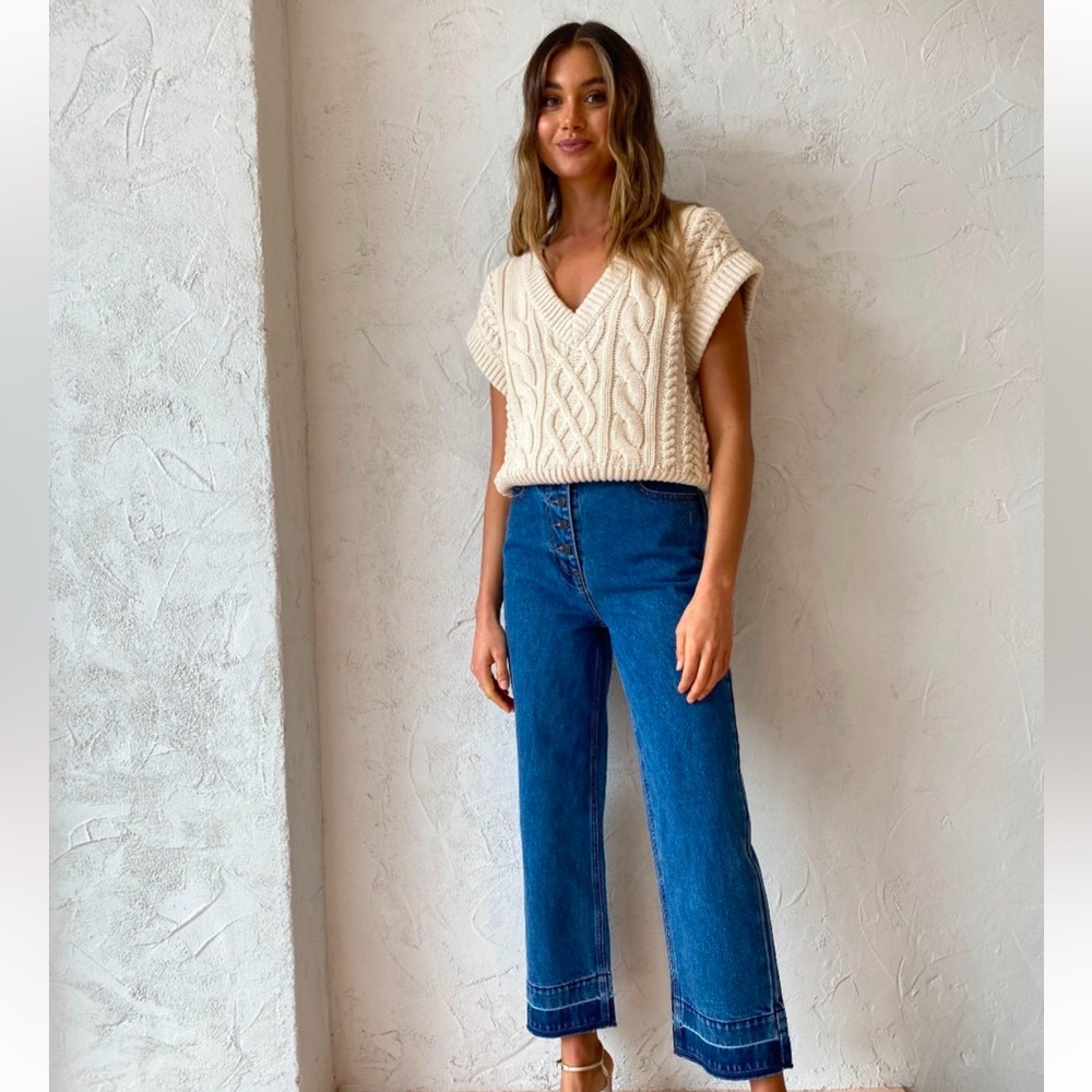 Shona Joy Anita Button Front Cropped Jeans 8 NWT